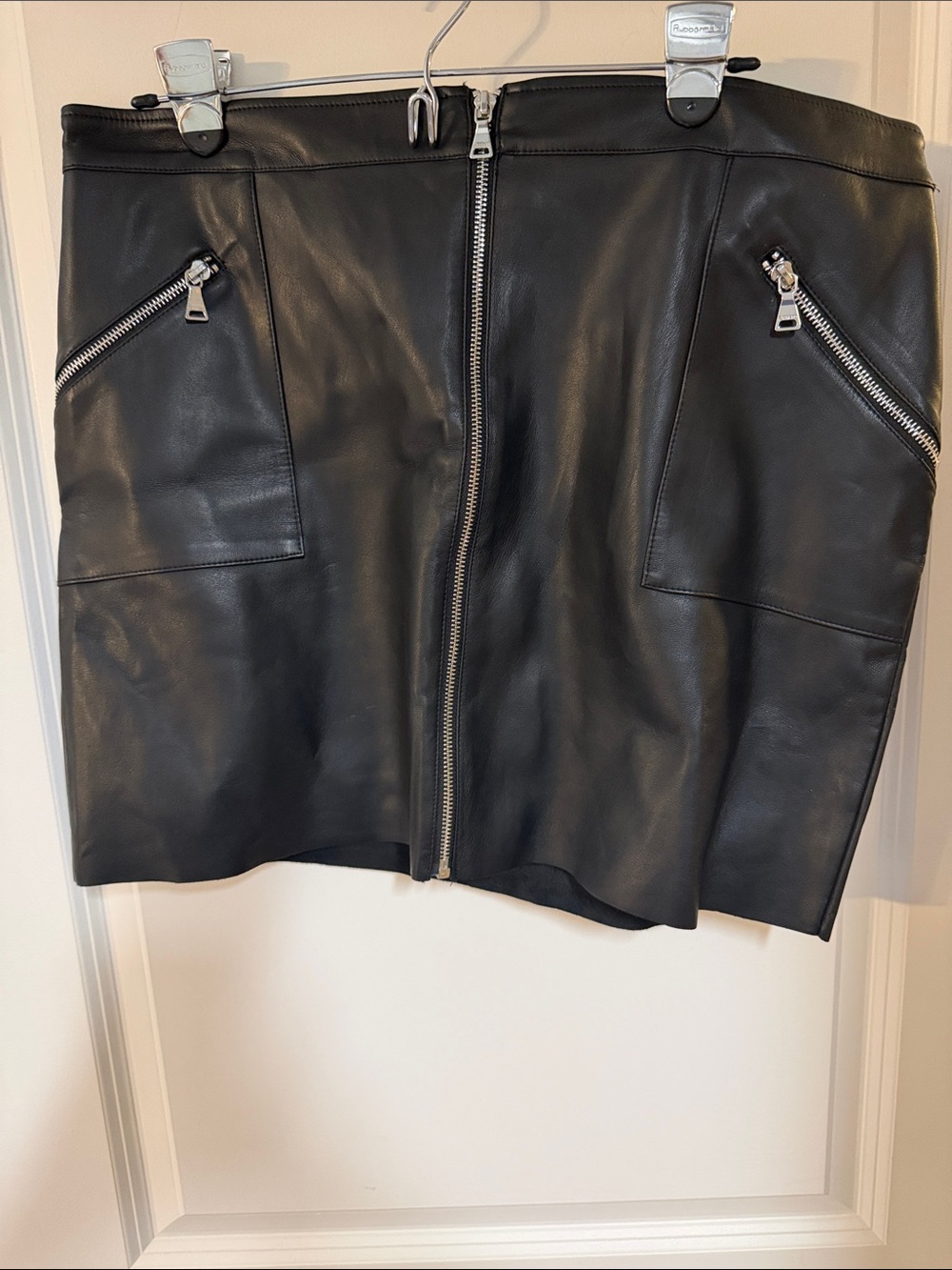 Express Black Faux Leather Zip Skirt